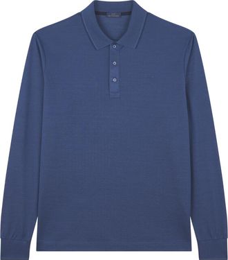 Paul & Shark Two-tone piqué cotton polo shirt with Shark Fin embroidery, Man, Victoria Blue True Blue, Size: XXL