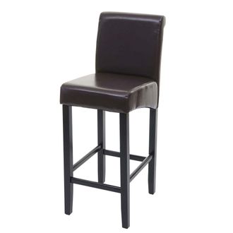 Hhg Hhg - Taburete De Bar 525, Taburete De Bar Taburete De Mostrador, Madera Certificada Mvg, Marr&oacute;n, Patas Oscuras, Cuero