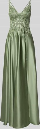 Luxuar Luxuar Regular Fit Abendkleid mit floralem Stitching in Lind, Gr&ouml;&szlig;e 32