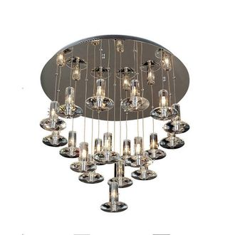 Netlighting Troy Pendant Round 19 Light G4 Chrome Crystal NOT LED CFL Compatible in Grey