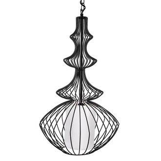 Beliani L&aacute;mpara De Techo Colgante Pantalla De Jaula Abierta De Metal Negro Glamour Industrial Kolva