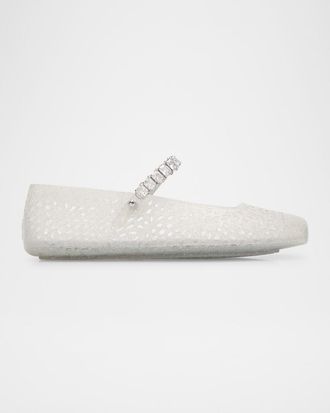 Jimmy Choo London The Jelly Glitter Crystal-Strap Ballerina Flats