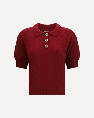 Alessandra Rich Polo in lana merino con bottoni Woman 40