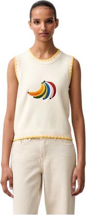 Never Fully Dressed Gebreide Top - Dames - Tops zonder mouwen - Beige - L - Tops