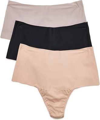 Hanky Panky BreatheSoft(r) High-Rise Thongs 3-Pack Womens Underwear Taupe/Evening Grey/Black : LG, Lycra/Nylon/Spandex