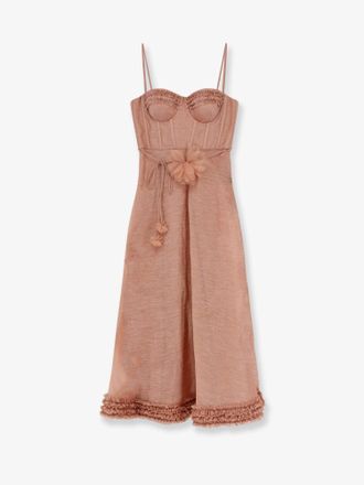 Zimmermann Vestito midi Luna in misto seta e lino - ZIMMERMANN - gender_Woman