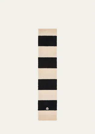 Moncler Mens Wide Stripe Logo Patch Scarf