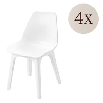 Dmora Silla De Exterior Montivilla, 4 Sillas, Soporte 120 Kg, Hecho En Italia, Asiento Blanco, Blanco