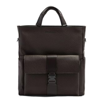 Piquadro Tassen, Heren, Bruin, ONE Size, Katoen, Leren Tote Rugzak met Verwijderbare Laptophoes