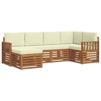 vidaXL Conjunto De Sof&aacute; Seccional Con Coj&iacute;n 6 Pcs Natural Y Crema Vidaxl