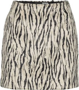 Rotate Zebra Print Wijdvallende Rok - Dames - Korte rokken - Beige - 2XS - Rokken