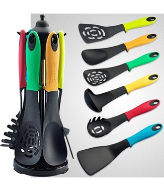 Trade Shop Trade Shop - Set 6 Piezas Utensilios De Cocina Cuchar&oacute;n Espumadera Esp&aacute;tula Espaguetis L&iacute;nea Royalty