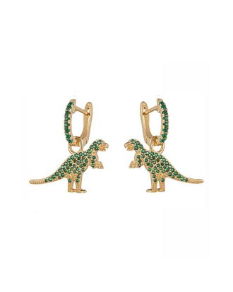 Eyecandy LA Eye Candy La Luxe Collection 14K Plated Cz T-Rex Huggie Earrings
