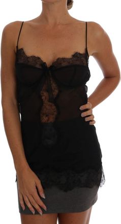 Dolce & Gabbana Dames Zwarte Zijde Kant Chemise Lingerie Top
