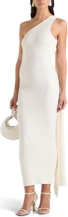 Mani&egrave;re De Voir Laya Asymmetric Knit Midaxi Dress With Scarf in Cream at Nordstrom, Size X-Small