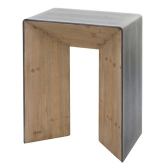 Hhg Hhg - Nunca Usado] Mesa Consola 611, Mesa Tel&eacute;fono Mesa Auxiliar, Madera Maciza Industrial Mvg, 80x60x40cm Natural Con Aspecto Met&aacute;lico