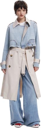 Desigual Memphis Hybrid Trench Coat & Denim Jacket 25SWEW29 White