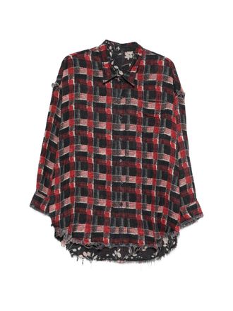 R13 Reversible Shredded Seam Drop Neck Shirt