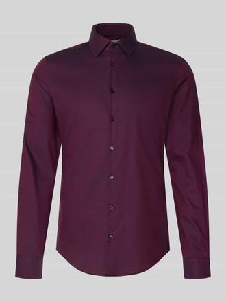 Jake*s Slim Fit Business Hemd aus Baumwolle mit Kentkragen in Bordeaux, Gr&ouml;&szlig;e 37/38