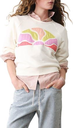 Marine Layer Cloud 9 Terry Sun Appliqu&eacute; Sweatshirt in Antique White at Nordstrom, Size X-Small