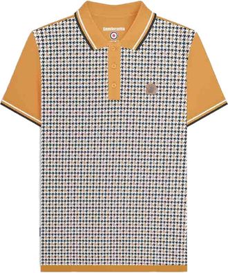 Lambretta Heren SS24 Houndstooth Poloshirt (Mosterd)