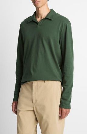 Vince Garment Dyed Johnny Collar Long Sleeve Top in Washed Dark Leaf at Nordstrom Rack, Size Xx-Large