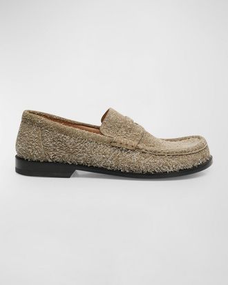 Loewe Mens Campo Suede Penny Loafers