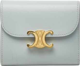 Celine Light Blue Leather Wallet (Tri-Fold) (Pre-Owned)