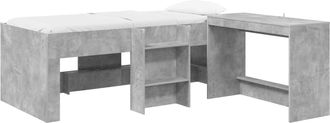 vidaXL Letto Alto Per Bambini Con Scrivania Grigio Cemento 75 X 190 Cm Vidaxl