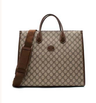 Gucci Brown Retro Monogram Pattern Canvas Tote Bag