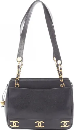Chanel Black Grained Calfskin Handbag Tote Bag (Pre-Owned)