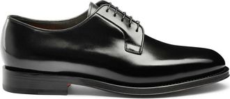 Santoni Handgemaakte leren Derby veterschoenen - Heren - Nette schoenen - Zwart - 39 1/2 EU - Leer - Schoenen