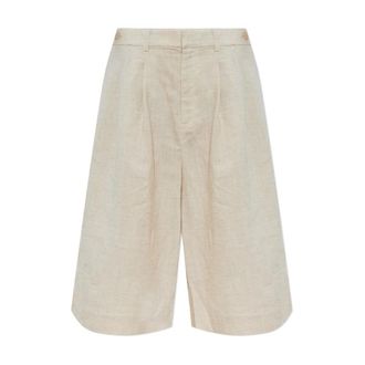 Gestuz Gzriava Shorts - Dames - Korte Broeken - Beige - M - Linnen - Korte Broeken