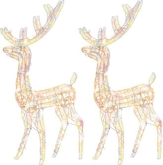 vidaXL Adorno de renos de Navidad acrílico multicolor 2 uds 120 cm vidaXL