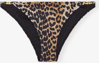 Ganni Recycled Leopard Printed Emblem Mini Briefs - Size 14 Mixed