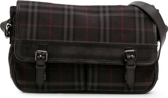 Burberry Pre-owned Womens Plaid Messenger Bag - Dark Grey Textile - One Size