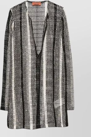 Missoni open-knit sequin-embellished vertical-stripe v-neck long-sleeve cardigan