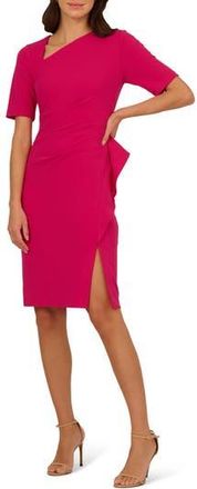 Adrianna Papell Draped Stretch Crepe Sheath Dress in Brilliant Rose at Nordstrom Rack, Size 16