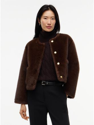 Tommy Hilfiger Womens Faux Fur Lady Jacket - Chocolate - XS