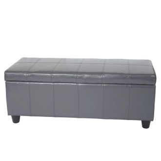 Hhg Ba&uacute;l Banco Asiento Kriens, Cuero + Polipiel, 112x45x45cm Certificado Mvg, Gris