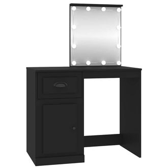 Berkfield Home Dressing Table with LED Black 90x50x132.5 cm Engineered Wood