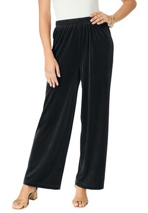 Roaman's Wide Leg Velour Pant in Black at Nordstrom, Size 40