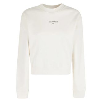Maison Kitsun&eacute; Hoodies & sweatvesten, Dames, Beige, S, Cropped Sweatshirt