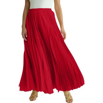 Jessica London Flowing Crinkled Maxi Skirt in Classic Red at Nordstrom, Size 34