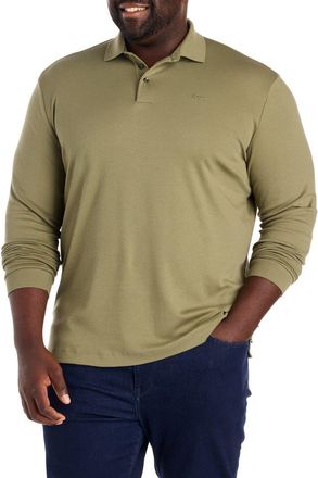 BOSS Big & Tall Pado Long-Sleeve Polo Shirt in Medium Green at Nordstrom, Size 2X Big