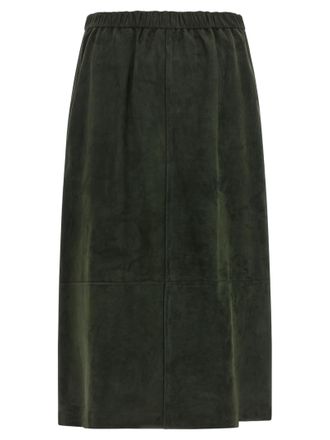 Max Mara Suede Midi Skirt - Green