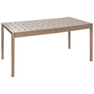 Beliani Mesa De Jard&iacute;n De Material Sint&eacute;tico De 6 Plazas Resistente A La Intemperie Al Aire Libre Patio Marr&oacute;n Bartica