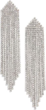 Cristabelle Sassy Fringe Drop Earrings in Clear Rhodium at Nordstrom
