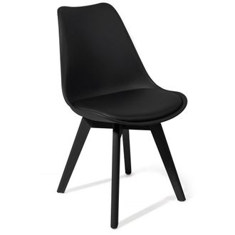 Oresteluchetta Set 4 sillas piel negra y polipropileno negro H81 L49 P54 cm