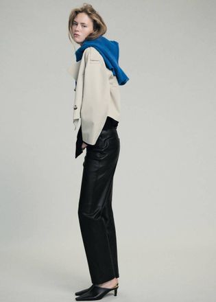 Mango Pantaloni diritti pelle nero - Donna - 38 - MANGO